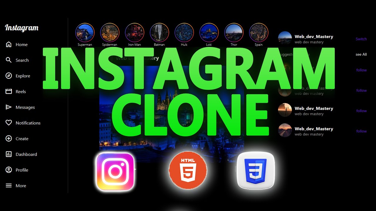 Instagram Clone Using HTML & CSS 2026 | Project - 2 | Full Stack Web Development Course #19