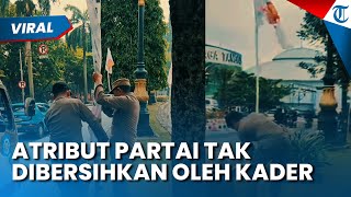 ATRIBUT PARTAI DI BOGOR AKHIRNYA DIBERSIHKAN SATPOL PP! Netizen: Nyampah Doang Bersihin Kaga