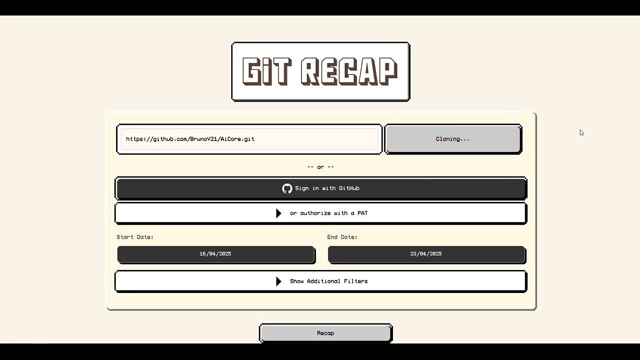 GitRecap demo video