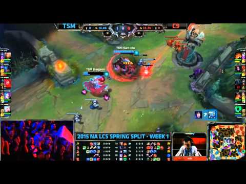 TSM Bjergsen Ahri diving Hai Fizz - TSM vs C9 Game 1 (NA LCS Spring 2015)