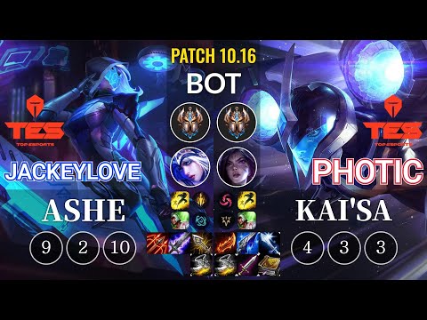 TES JackeyLove Ashe vs TES Photic Kai'Sa Bot - KR Patch 10.16