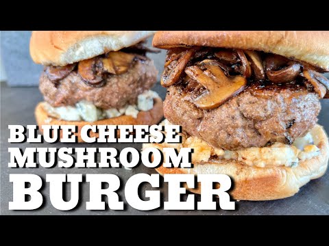 BLUE CHEESE MUSHROOM BURGER ON THE GRIDDLE