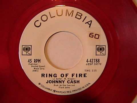 JOHNNY CASH RING OF FIRE COLUMBIA RARE TRANSLUCENT RED