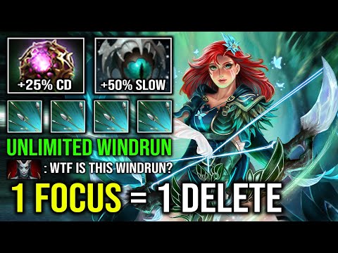 WTF Unlimited Invisible Windrun 1 Focus = 1 Delete Endless Skill Spam Solo Mid Windranger Dota 2