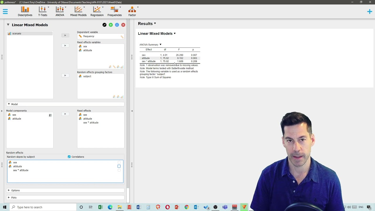 Stats Apps Tutorials: 23. How to run Linear Mixed Effects Models in SPSS, JASP, and R