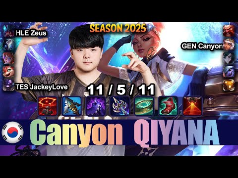 GEN Canyon QIYANA vs KINDRED Jungle - Patch 25.18 KR Ranked | lolrec