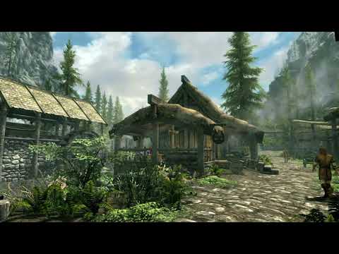 Skyrim - Riverwood Ambiance (music, blacksmith, wind, river, live wallpaper)