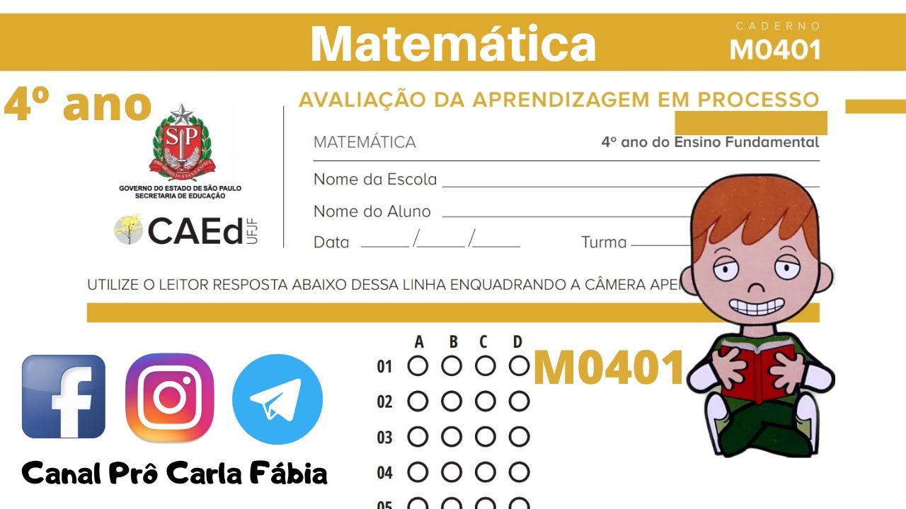 ADE - Avaliação Diagnóstica de Entrada 4º ano - Matemática - 2021 (Versão M401)