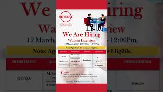 HETERO Pharma | Job&#39;s In Hyderabad-2023 | Pharma Jobs In Hyderabad | Pharma Freshers Jobs