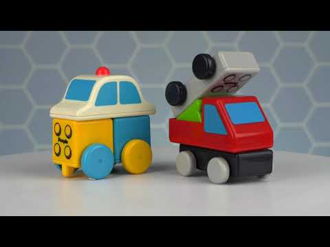 Magnetinis konstruktorius „People Blocks”, judantys automobiliai / 18 kaladėlių video