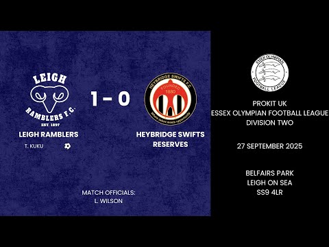 Leigh Ramblers Reserves 1 - 0 Heybridge Swifts Reserves - 27/09/2025