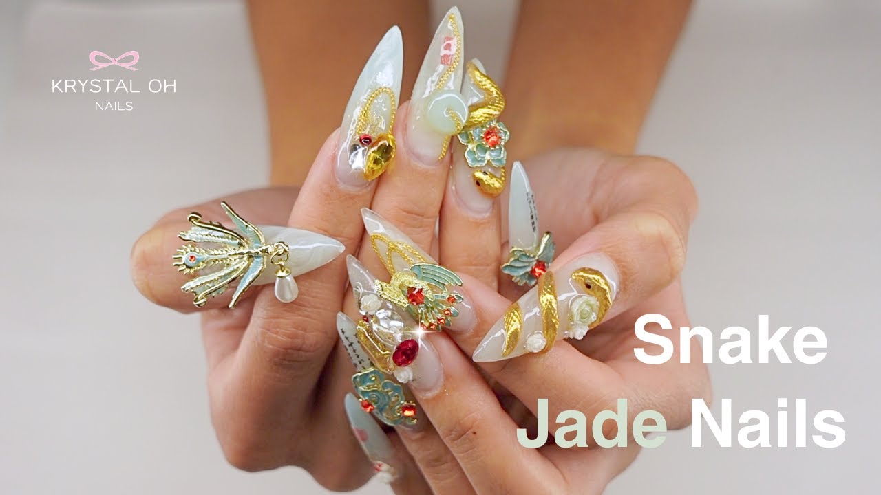 Lunar New Year Jade Snake Nail Design 🐍 | Full Gel-X Nail Appointment, Watch Me Work!