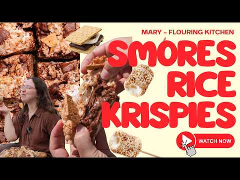 Ultimate GOOEY Brown Butter Smores Rice Krispie Treats Squares 🔥