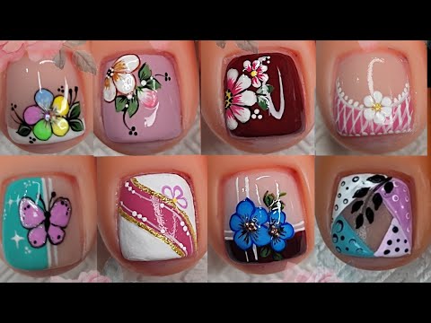 VARIOS DISEÑOS DE UÑAS HERMOSAS Y FACILES DE HACER | Modelos de uñas para pies  🦶🏼🦶🏼💅😍|