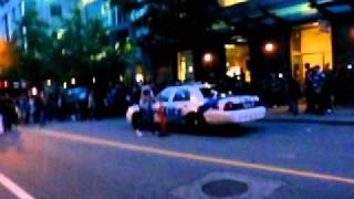 Police car gets wrecked in Van Riot