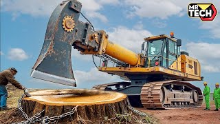 Extreme Dangerous Fastest Big Chainsaw Cutting Tree Machines | Monster Stump Removal Excavator #25