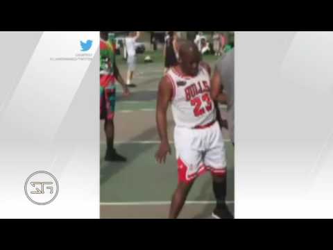 Pick-up basketball player mimics Michael Jordan's wardrobe from head to toe (2016)