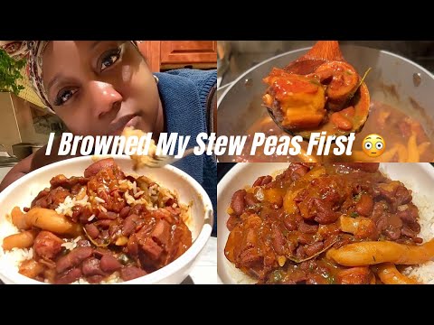 Browned-First Stew Peas | Non-Traditional Jamaican Stew Peas Recipe