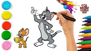 Happy Tom and Jerry Drawing | Easy Cartoon Drawing for Kids Step by Step | Doodle World Kids