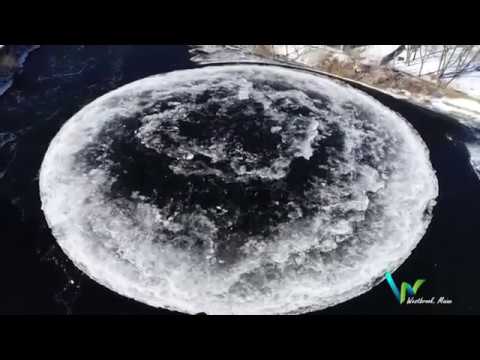 A spinning ice disk that is roughly 100 yards wide has formed in the Presumpscot River near Portland, Maine. Westbrook city officials say it's believed to have formed naturally in a part of the river where the current creates a whirlpool. (Jan. 16)