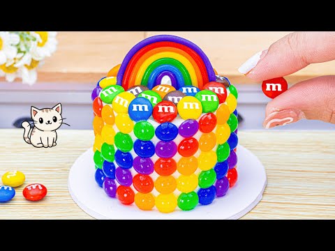 Jelly Cake Decoration ✨ Happy Miniature Rainbow Jelly Cake Decorating Ideas With Chocolate M&M Candy