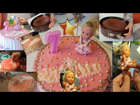 Eggless Vanilla cake l Homemade birthday cake l Princess Cake Decoration | Doll Cake Decoration