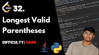 YouTube video 'Longest Valid Parentheses | LeetCode 32 | Theory + Python + Java'