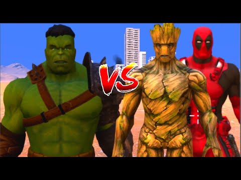 100 Hulk vs 1000 Groot and 1000 Deadpool (Marvel vs Marvel)