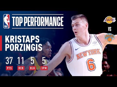 Kristaps Porzingis Shows Out Under The Garden Lights vs The Lakers