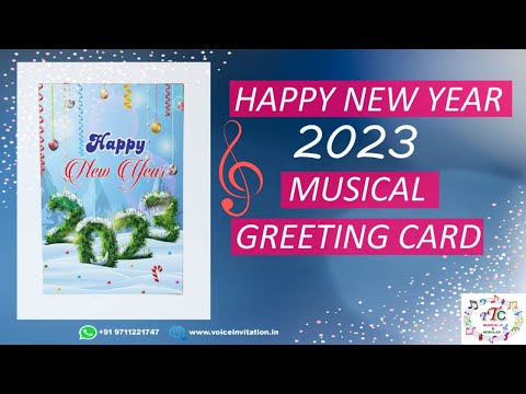 Paper rectangular happy new year 2023 musical greeting card