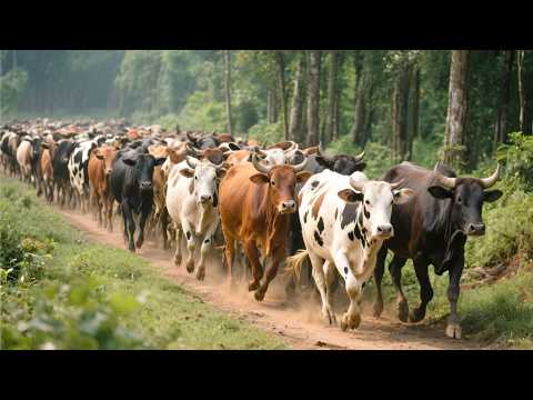 Cows Walk Slowly Through the Untouched Forests - Cow Mooing - Cow Video
