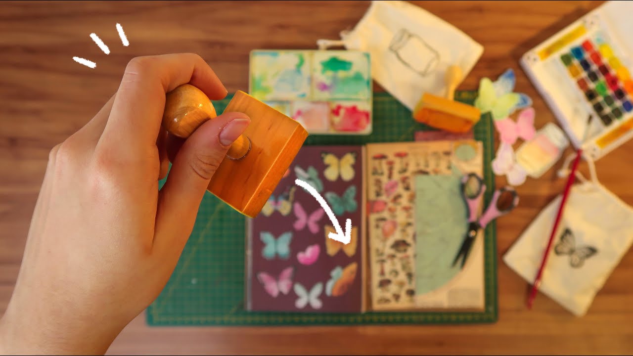 CARIMBOS, AQUARELA E COLAGEM para acalmar a mente