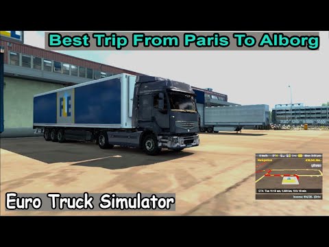 Euro Truck Simulator 2 gameplay. Renault Premium High Roof 430 hp trip from Paris to Aalborg.