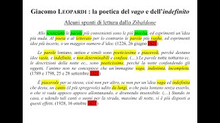 La poetica del vago e dell'indefinito di Giacomo Leopardi : alcune letture dallo Zibaldone