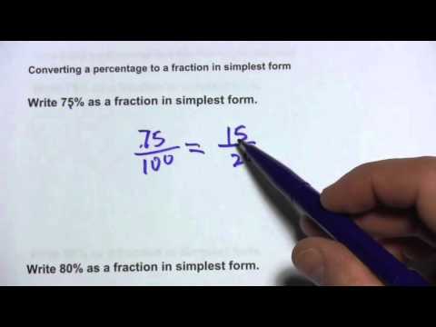 Converting a Percentage to a Fraction in Simplest Form