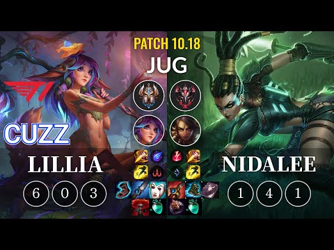 T1 Cuzz Lillia vs Nidalee Jungle - KR Patch 10.18