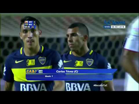 Gol de Tevez (1-3) / Sevilla 3-4 Boca Juniors - Amistoso internacional