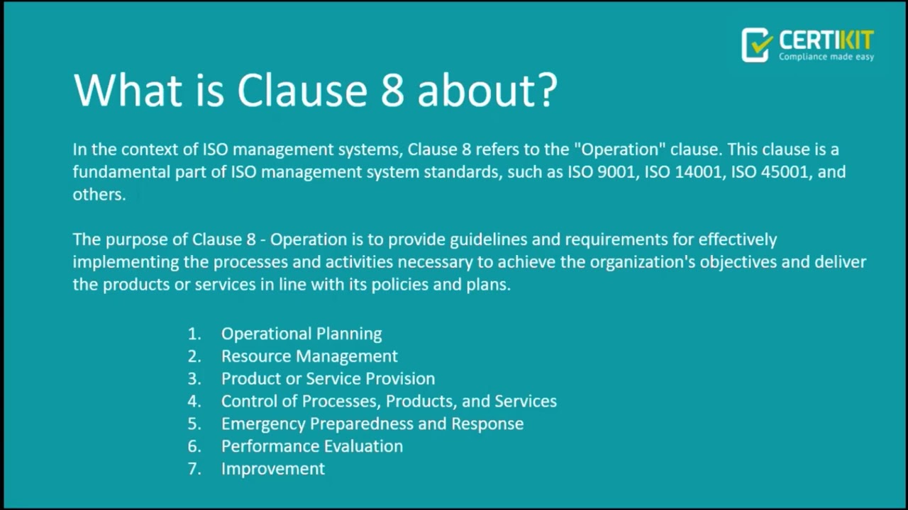 ISO Management System Webinar - Clause 8: Operation