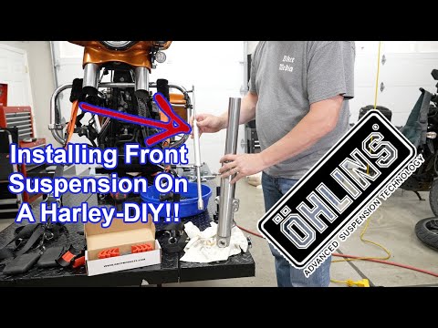 How To Install Ohlins Front Fork Suspension On A Harley Davidson Motorcycle