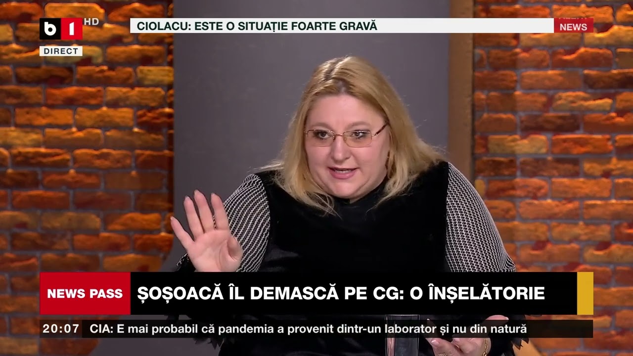 NEWS PASS CU LAURA CHIRIAC.  DIANA ȘOȘOACĂ, ÎN STUDIOUL B1TV.  P1/3