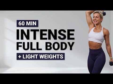 60 MIN INTENSE FULL BODY WORKOUT LIGHT WEIGHTS |  Cardio | Super Sweaty & Fun | No Repeat