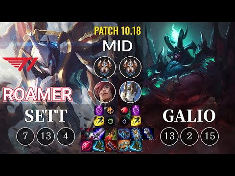 T1 Roamer Sett vs Galio Mid - KR Patch 10.18