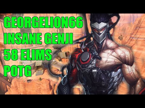 GEORGELION INSANE GENJI GAMEPLAY 58 ELIMS - TOP 500 OVERWATCH SEASON 25