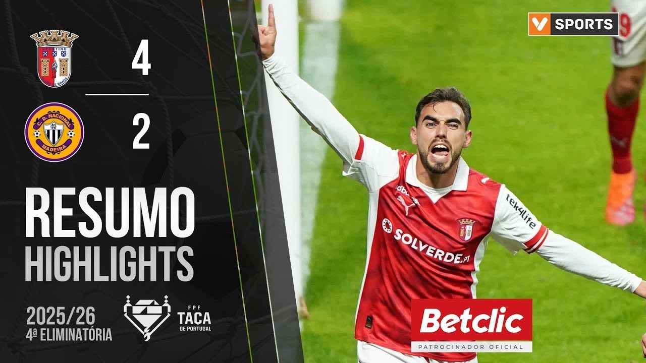 Nacional vs Sporting Braga Highlights and Goals Season 2023/2024