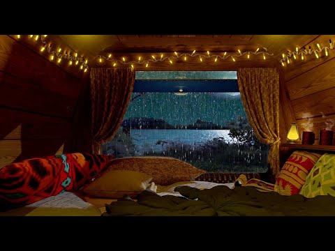 Car Camping - Feel the comfort and coziness in a car on a quiet beach on a rainy night.