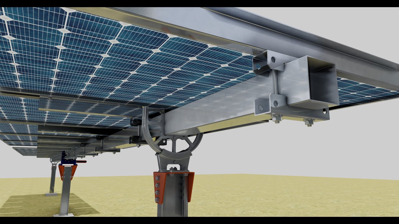 Solar Tracker Systems 55 Panels 3D Model