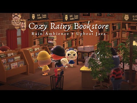 Cozy Rainy Bookstore 📚 1 Hour Upbeat Smooth Jazz Music No Ads | Studying Music | Work Aid 🎧