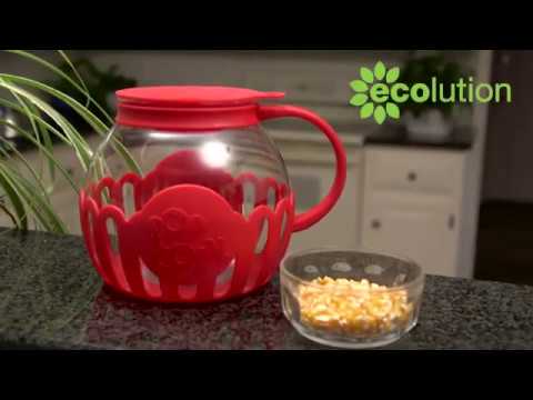Ecolution Original Microwave Micro Pop Popcorn Popper | Borosilicate Glass | 3 in 1 Silicone Lid