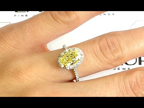 1.80 carat Oval Yellow Diamond Halo Engagement Ring