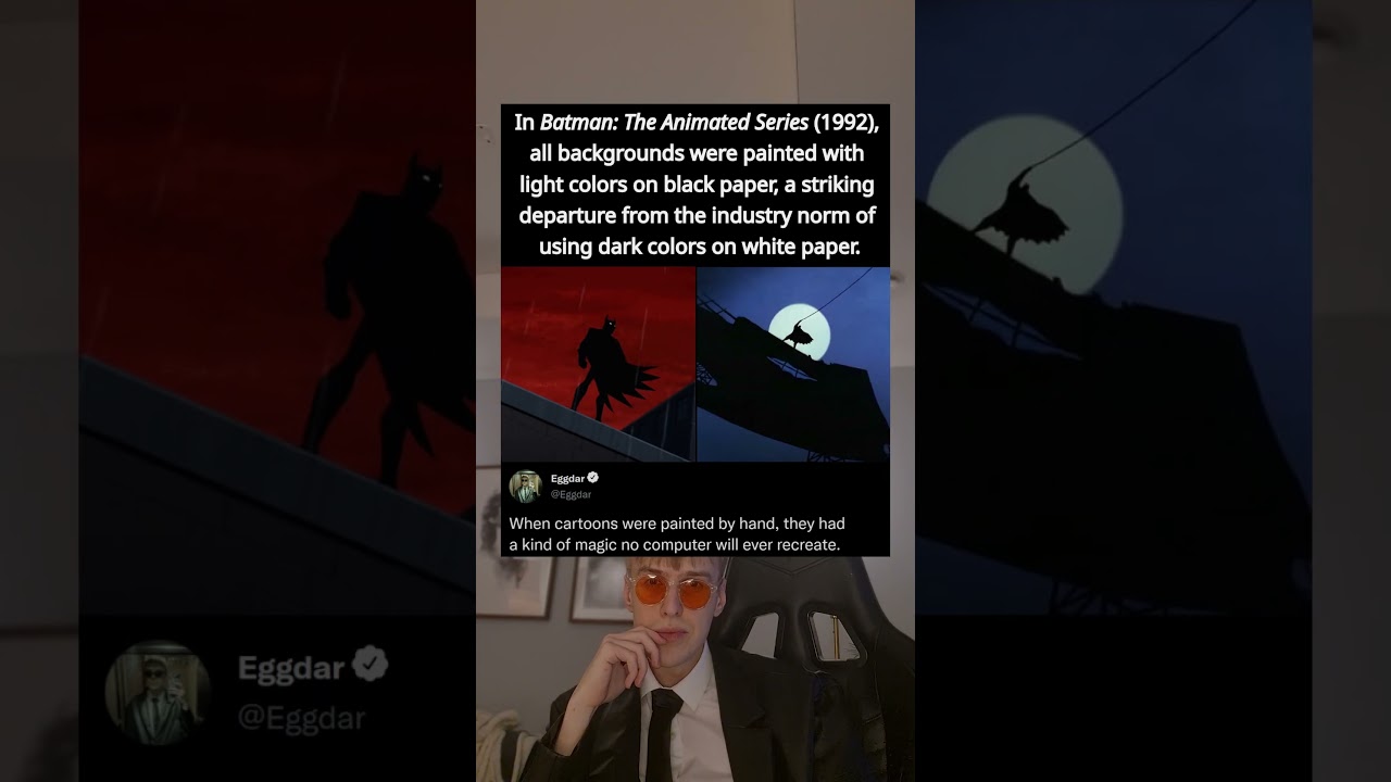 In Batman: The Animated Series (1992), all backgrounds were painted with light colors on black paper